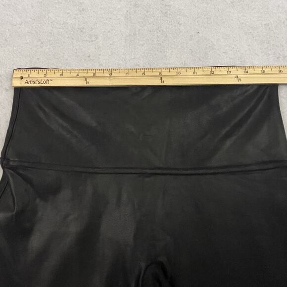 Spanx Leggings Womens 1X Plus Black Faux Leather Pants Hi Waist Skinny Shapewear - Picture 6 of 13